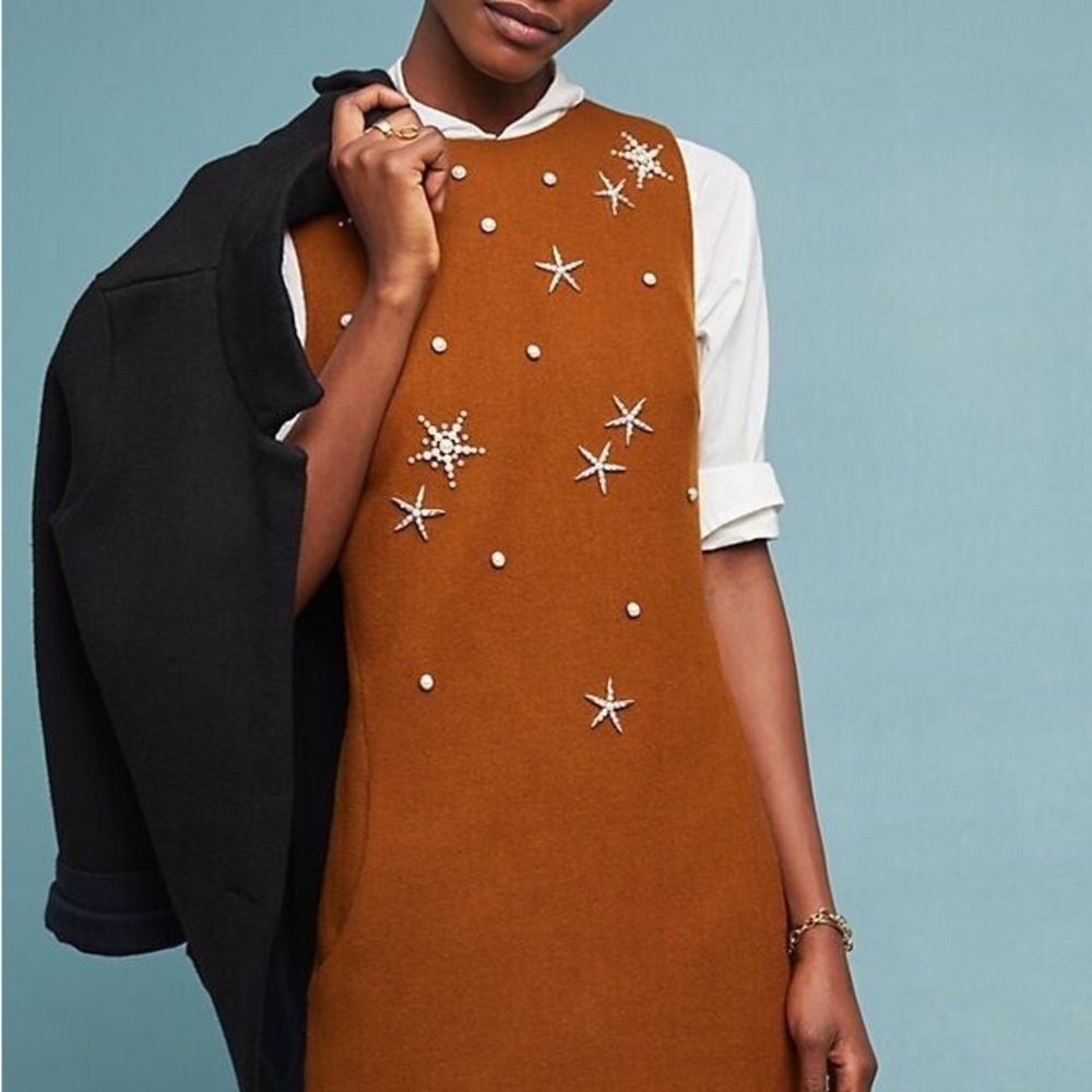 NWOT Mignon Doo Pearl Star Embellished Mini Dress with Pockets